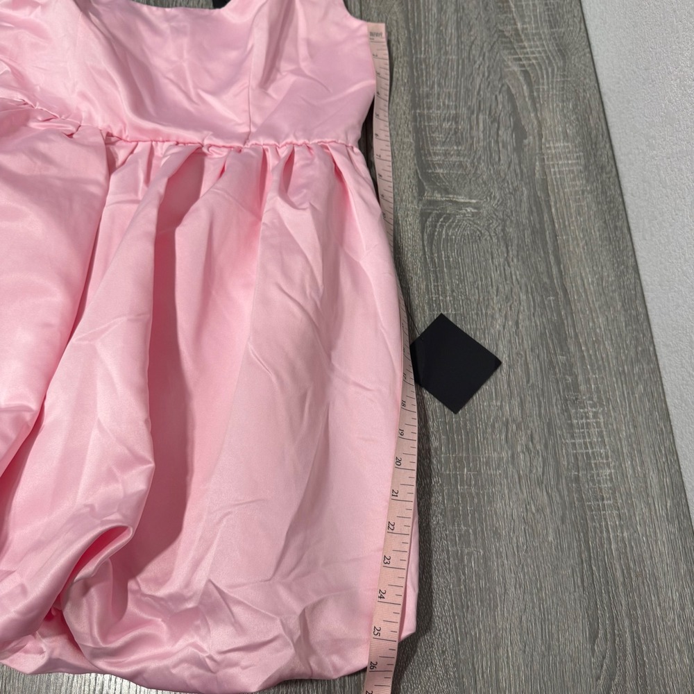 Lulus Pink Satin Bubble Hem Mini Dress Square Neck Sleeveless XL NWT - Picture 7 of 8